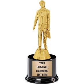 Crown Awards Salesman Trophies with Custom Engraving, 7.25" Personalized Salesman Trophy On Deluxe Round Base Prime