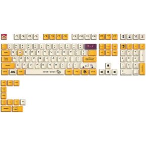 Glacier PBT Dyed Sublimated Keycaps Full Set for Mechanical Keyboards, Cherry Profile, Compatible with 60%/65%/75%/80%/96%/100% Keyboard Layout, Free Keycaps Puller Included (Rainbow)