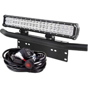 Willpower 20 inch 420W LED Light Bar Triple Row Spot Flood Beam Work Light with Rocker Switch Wiring Kit,23'' Universal License Plate Mounting Bracket for Truck Car ATV SUV 4X4 Jp Truck,12V 24V IP67