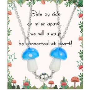 Cute Friendship Magnetic Mushroom Necklaces Christmas Birthday Gifts for Women Teen Girls BFF Jewlery for Best Friends Bestie Sister