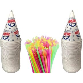 8'' Unwrapped Snow Cone Spoon Straw Assorted Bright Colors. Pack of 400ct.