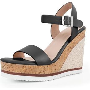 Womens Wedges Women’s Espadrille Wedge Sandals Open Toe Ankle Strap Platform Wedge for Women Dressy Comfortable High Heeled Square Toe Wedge Sandals