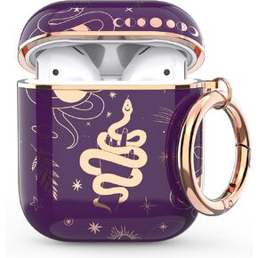 wenew for AirPod Case, Flower AirPods Hard Case Cover with Keychain for Women Men, AirPod 1st & 2nd Generation case (Blue)