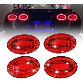 Set of 4 LED Tail Turn Signal Light Assembly For 1997-2004 Che-vro-let C5 Corvette - Rear LED Tail Lights Brake Lamp (Black)