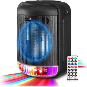 Technical Pro LIT8 Portable 8" Bluetooth LED Party Speaker w/Strap+Wireless Link
