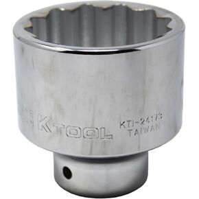 K Tool International 24173 2-1/4" x 3/4" Drive 12-Point Ratchet Socket for Garages, Repair Shops and DIY, Polished, Heat-Treated Chrome Vanadium Steel, Fractional SAE, Rust and Corrosion Resistant