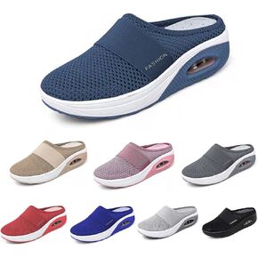 Women's Air Cushion Slip-on Orthopedic Diabetic Walking Shoes,Breathable with Arch Support Wedge Platform Slipper