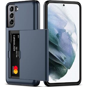 Nvollnoe for Samsung S21 Case with Card Holder 5G 6.2 inch Dual Layer Heavy Duty Protective Galaxy S21 Case Hidden Card Slot Slim Wallet Case for Samsung S21(Black)