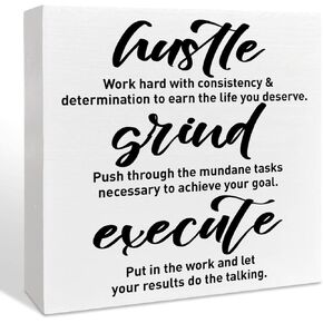 Inspirational Wooden Box Sign, Your Attitude & Your Effort, Motivational Home Office Desk Decor, Encouragement School Classroom Decoration, Positive Gifts for Women Men Coworkers Student