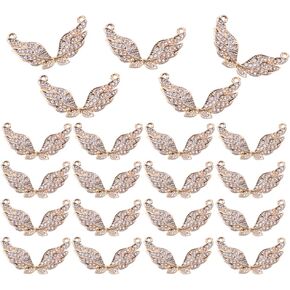 Heart Pearl Connector Charms Alloy Gold Wing Links with Pearls Mixed Color 20Pcs for DIY Valentine's Day Jewelry Making