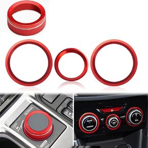 Auovo Drive Mode Gear Shift Switch Knob Cover Ring for Subaru Forester 2019-2024 Car Interior Accessories Aluminum Alloy AC Climate Control Knob Outer Ring Red-Orange