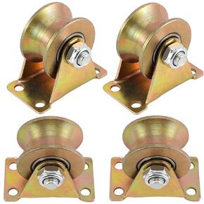 4-Pack 660 lbs Heavy-Duty 2in V-Groove Casters with Brackets for Sliding Gates Wheel, Rolling Gates and Industrial Machines