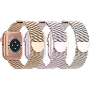 STEEZRD 3 Pack Mesh Metal Bands Compatible with Apple Watch Band 38mm 40mm 41mm 42mm 44mm 45mm 49mm, Stainless Steel Magnetic Loop Strap Wristband for iWatch Ultra Series 9/8/SE/7/6/5/4/3/2/1 Men Women