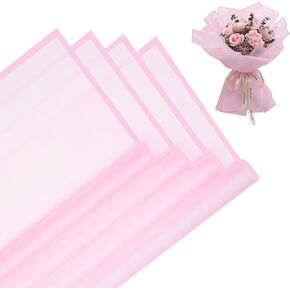 Jocomoni 20 Sheets Flower Wrapping Paper, Waterproof Floral Bouquet Wrapping Paper Gold Edge Fresh Flower Wrapping Paper Florist Supplies Gift Packaging Material, 22.8x22.8 inch (Pink)