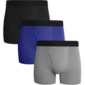 Mens Underwear Mesh Performance Boxer Briefs Tagless With Open Fly 3 Pack