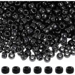 1000 Pcs Black Beads Assorted Opaque Round Plastic Beads for Home Decor Necklaces Bracelets Earrings DIY Crafts (Black)
