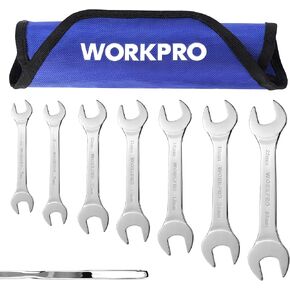 WORKPRO SAE Super-Thin Open End Wrench Roll-up Set, 7PCS, 1/4" to 1-1/16", Ultra-Slim Thin Wrench Set with Organizer Pouch, for Thin Nuts, Narrow Spaces