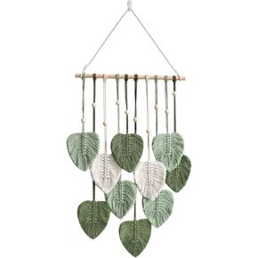 EMVANV Macrame Wall Hanging Leaves,Hand-Woven Cotton Rope Leaf Tapestry For Nursery Bedroom Living Room