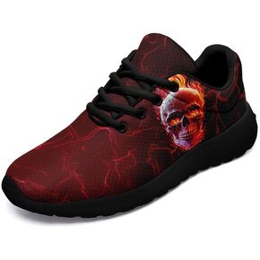 Women's Unique Skull Rose Print Running Shoes Unisex Non Slip Athletic Gym Training Durable Walking Sneakers