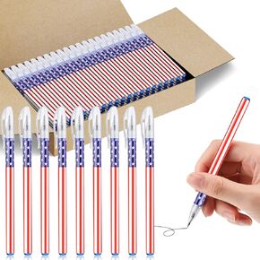 100 Pcs American Flag Ballpoint Pen USA Patriotic Themed Pens Independence Day Medium Point 0.7 mm Black Ink Pen America Patriotic Ink Pen for Veteran Graduation Home Classroom Office Party Supplies
