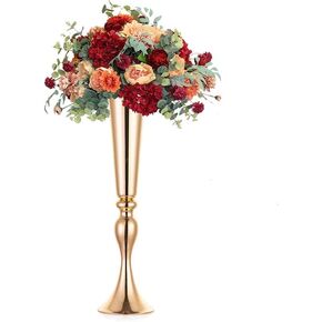 Large 29inch Metal Wedding Centerpieces Vase Trumpet Road Lead for Party Dinner Centerpiece Anniversary Ceremony Birthday Event Hotel Decor Home Decoration WEPDIY (French Gold, 29 inch)