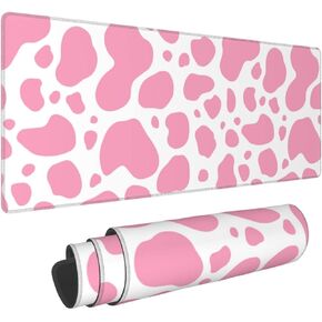Pink Cow Print Gaming Mouse Pad Large XL Desk Mat Long Extended Pads Big Mousepad for Home Office Decor Accessories 31.5 X 11.8 Inch