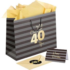 Sumerk 1 PC 13" Large Gift Bag with Card Stickers and Tissue Paper 21st Birthday Bag for Women Men Happy 21st Birthday Gift Bag