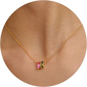 Birthstone Necklace for Women Birthday Gifts Gold Charm Necklace for Women Simple Cubic Zirconia Pendant Necklace Gold Jewelry Gifts for Girlfriend