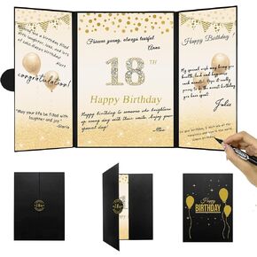 RETRART 18th Birthday Guest Book, Elegant Black Gold Birthday Party Guest Book for Men, Cheers to 18th Years Old Birthday Gifts, Sweet 18 Birthday Decorations Celebrate 18 Years of Memories!