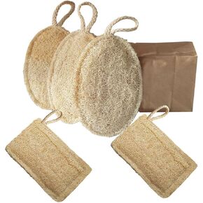 Natural Loofah Kitchen Sponge (3 Pcs) No Scratch Scrubber for Dishwashing, 100% Plant Fibers Vegetable Scrubber, Zero Waste and Eco Friendly Loofa, Square, Standard Size