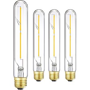 4 حزمة T10 LED لمبة 8W عكس الضوء E26 قاعدة لمبة ضوء أنبوبي 2700K أبيض دافئ 75W ما يعادل 800lm 7.3in لمبة لقلادة ريفي، الجدار الكعكات أنبوب ضوء لمبات مكتب مصباح خمر اديسون مصابيح كهربائية طويلة