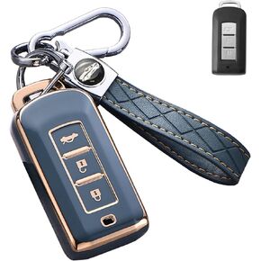 SANRILY Soft TPU مع حافة ذهبية غطاء مفتاح ذكي لميتسوبيشي أوتلاندر ASX لانسر Evo X GTS EX حامل سلسلة مفاتيح بدون مفتاح 3 أزرار حافظة مفاتيح ماتشا-أخضر