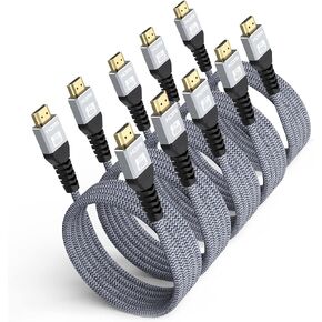 كابل HDMI 2.1 8K بطول 6.6 أقدام، حزمة من قطعتين، كابل HDMI عالي السرعة 8K سلك HDMI 48 جيجابت في الثانية (8K@60 هرتز، 4K@120 هرتز، 2K، 1080P، HDR، ثلاثي الأبعاد، eARC) لأجهزة الكمبيوتر المحمول، الشاشة، التبديل، PS5/PS4، Xbox in Kuwait