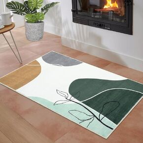9x12 Area Rug Living Room Boho Rug Washable Rug Modern Abstract Area Rug Contemporary Carpet Botanical Print Rug Minimalist Area Rug for Bedroom Kitchen Nursery, Grey