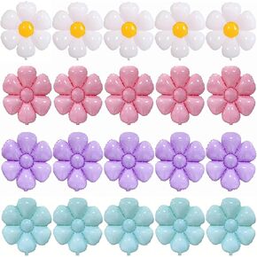 20 Pieces Daisy Balloons, Birthday Flowers Balloons Party Decorations, Floral Aluminum Foil Balloons Decor Supplies for Birthday, Wedding