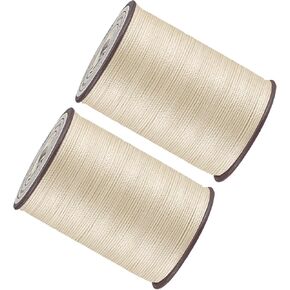 2pcs Thin Leather Waxed Sewing Thread -[0.55mm x 137 Yards] Practical Long Waxed Cord Sewing Thread for Leather Craft DIY Bookbinding Use|PET & Wax Coating, White