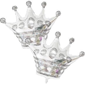2Pcs Silver Crown Foil Balloons Party Decorations.For Birthday Party Anniversary Supplies