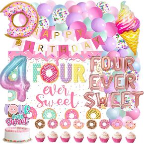 Four Ever Sweet Birthday Decorations, 4th Birthday Decorations Girl, Four Ever Sweet Balloon,Four Ever Sweet Birthday Party