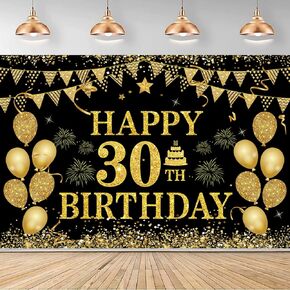 40th Birthday Decorations for Men Women, Happy 40th Birthday Banner Decorations Cheers to 40 Years Birthday Party Suppiles Black Gold Backdrop for 40th Birthday Party Favors Decor (71 x 45 inch)