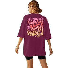 Tequila Oversize Shirt Drink Shirts: Women Cinco De Mayo T-shirt Funny Salty Tequila Graphic Tee Casual Short Sleeve Tops