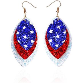 Independence Day Earrings American Flag Dangle Earrings 4th of July Patriotic Earrings for Women