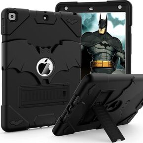 Kids Case for iPad 9th Generation/iPad 8th Generation/iPad 7th Generation, iPad 10.2 inch Case 2021/2020/2019, Heavy Duty Shockproof Rugged Protective 10.2" Cover for Boys Girls (Black)