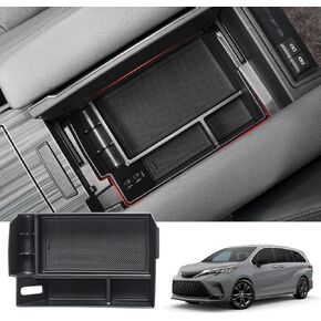 Center Console Organizer Tray Compatible with 2021-2024Toyota Sienna,Armrest Box Secondary Storage Tray Coin Container ABS Plastic (JYCDC-GB01)