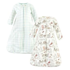 Hudson Baby Unisex Baby Cotton Wearable Sleeping Bag, Sack, Blanket, Girl Woodland Pals Long Sleeve, 12-18 Months