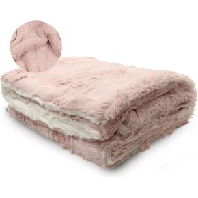 peluche Lux Faux Fur Baby Blanket - Luxurious Cuddle and Swaddle Blanket for Newborn - Soft Plush Baby Blankey - Fuzzy Baby Blankets for Boys & Girls (Natural Double Sided, 29" x 36")