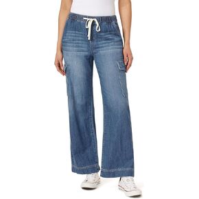 WallFlower Women's Tomboy Relaxed Cargo Denim Mid-Rise Insta Stretch Juniors Jeans in Kuwait