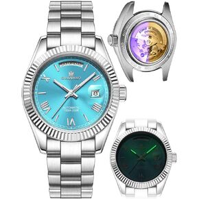 GUANHAO Men's Automatic Mechanical Business Luxury Watch,40mm Luminous Dial,100 Meter Water Resistant,Luxury Fashion Business Casual Sport Designer Watch with Calendar Function,Stainless Steel Strap.