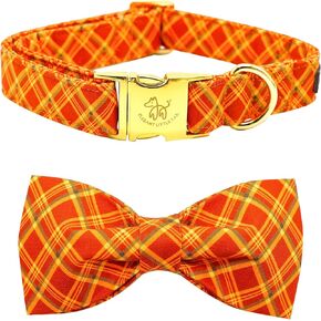 Elegant little tail Halloween Dog Collar, Fall Dog Collar Orange Pumpkin Holiday Pet Dog Collar Dog Bow Collar Pet Durable Adjustable Girl Boy Dog Collar for Small Dogs