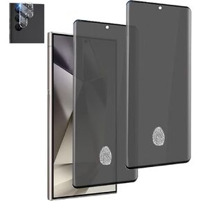 2 Pack Privacy Tempered for Galaxy S23 Ultra 5G 6.8 inch Screen Protector Support Fingerprint Lock, 2PCS Anti-peep Tempered Glass Film 9H Hardness Scratch Resistant for Galaxy S23 Ultra