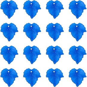 Crafans 100Pcs Frosted Acrylic Leaf Charms 24x22.5x3mm Transparent Plant Pendants Clear Autumn Maple Leaves Beads Charms for Jewelry Making (Dark Green)